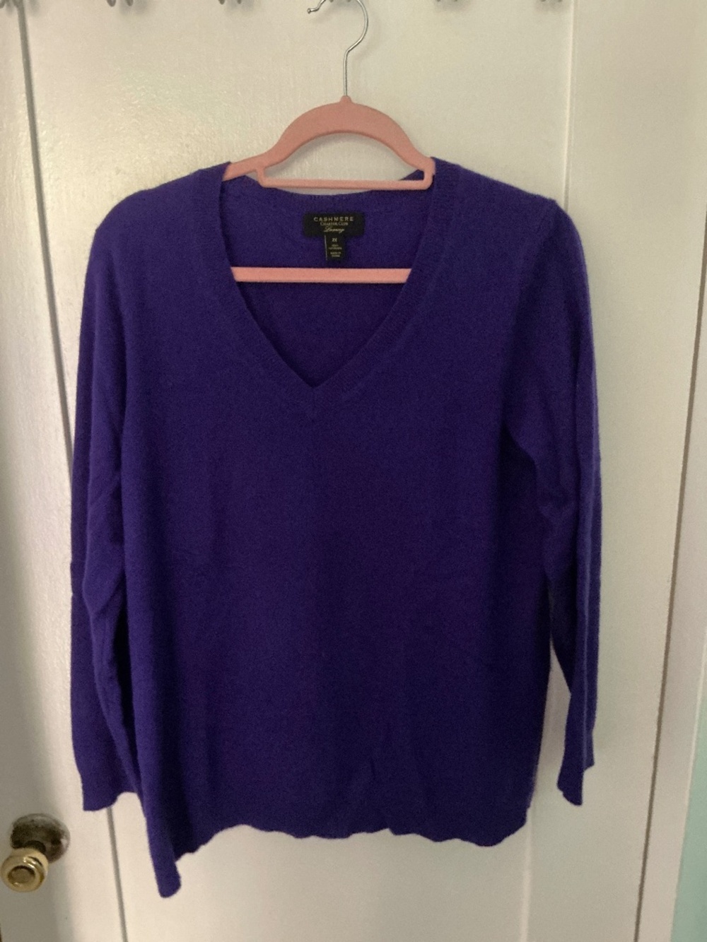 Charter Club 100% Cashmere Purple V-Neck Sweater 2X | Luxe Soft Knit Pullover